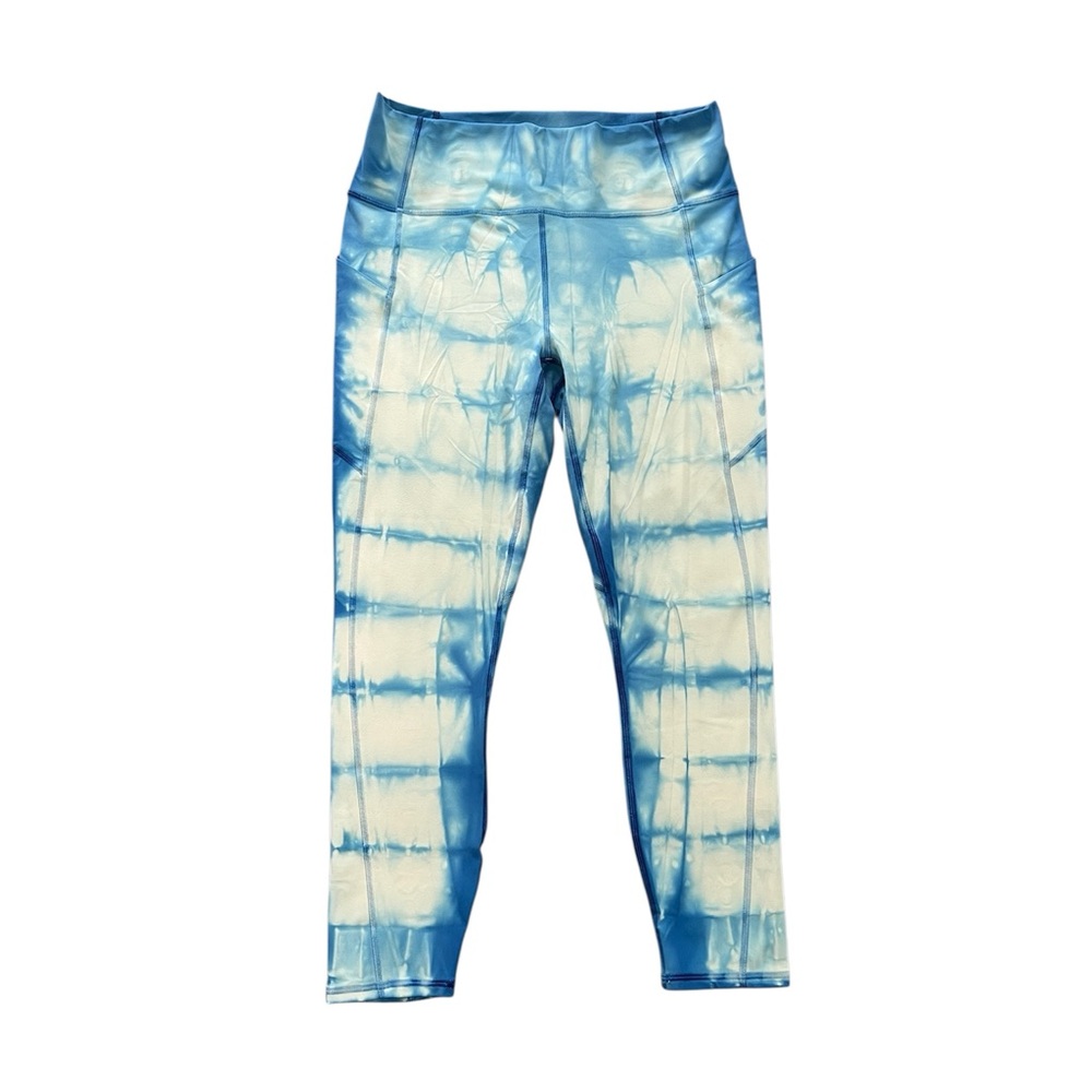 Fabletics PureLuxe High Rise 23” Blue and White Tie Dye Athletic Leggings Size L